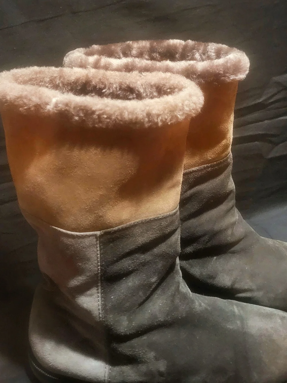Aquatalia Boots Suede Mid Calf Faux Fur Lined Size 10